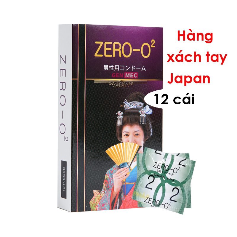 Bao cao su Zero O2 siêu mỏng chính hãng Nhật Bản - Hộp 12 cái